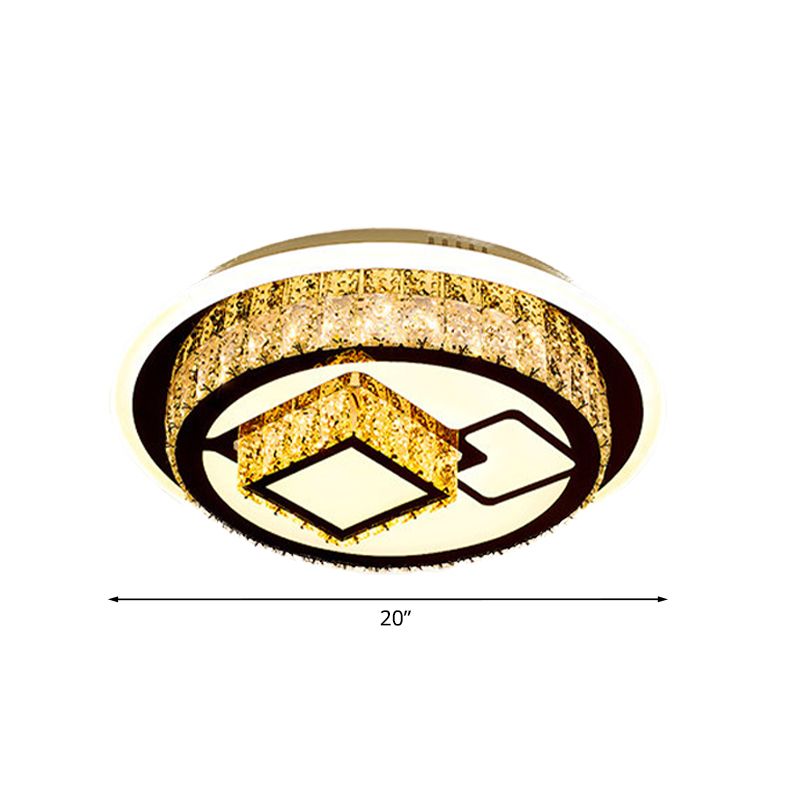 LED Flush Mount Ceiling Light Modern Loving Heart/Flower/Mushroom 2-Tier Crystal Inlaid Flushmount Lighting in Chrome