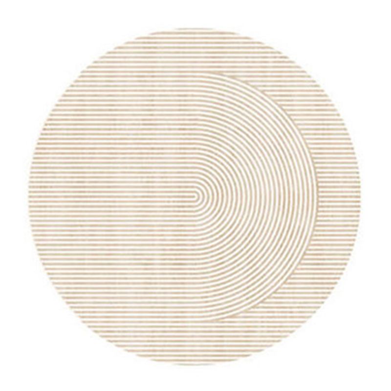 Light Brown Stirpe Rug Polyester Casual Rug Non-Slip Backing Rug for Living Room
