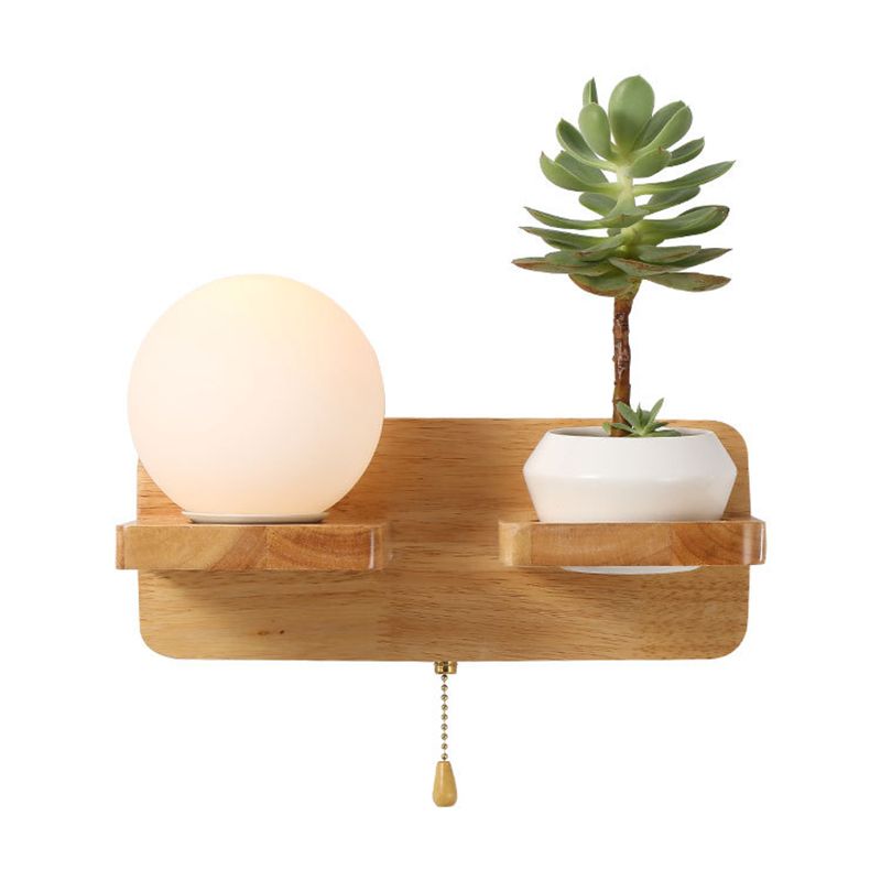 Modern Minimalism Creative Living Room Wall Light Beige Natural Wood 1 Light Wall Sconce