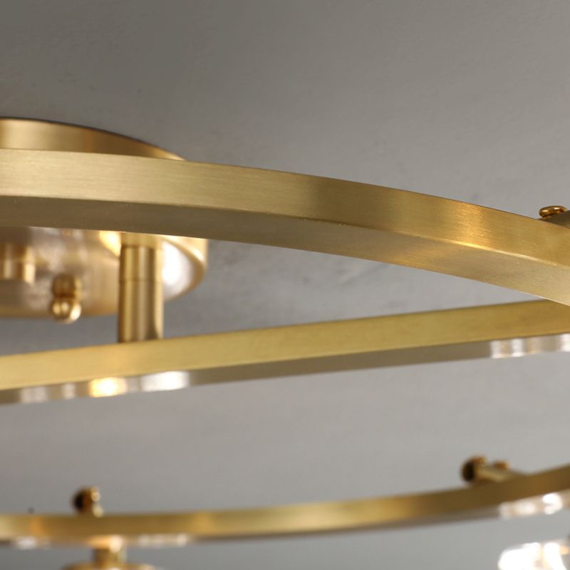 Modern Circular Ceiling Mount Light Fixture Crystal 12 Lights Ceiling Light