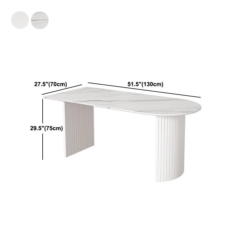 Contemporary White Stone Top Dinette Table White Base Dining Table for Living Room