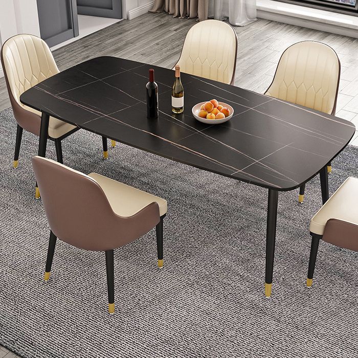 Rectangle Sintered Stone Dining Table Traditional Luxury Dining Table with 4 Legs