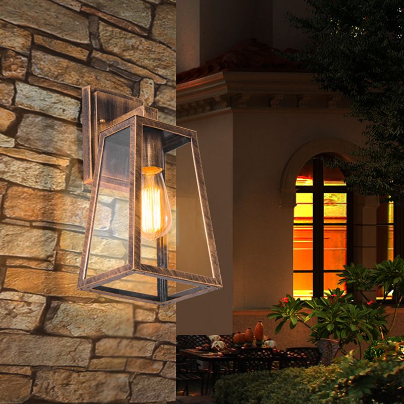 Vintage Industrial Trapezoid Wall Mount Lighting Clear Glass Wall Mounted Light Fixture