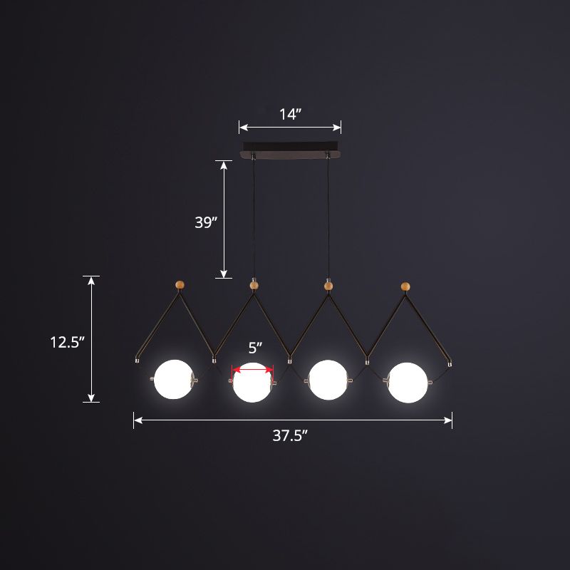 Ball Restaurant Suspension Light Ivory Glass Minimalist Creative Island Lighting Fixture