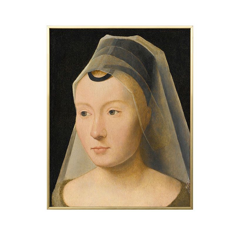 Canvas Brown Art Antique Style Headscarf Maiden Wall Print, Multiple Sizes Options