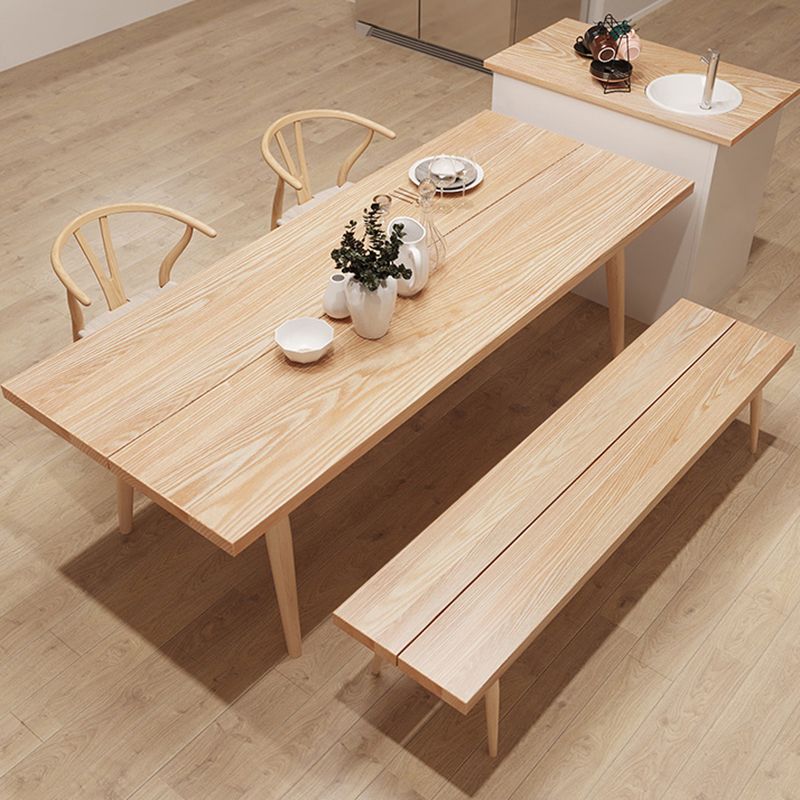 Modern Solid Wood Dining Room Collection Rectangle Tripod Dining Table in Natural