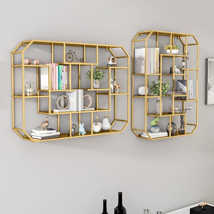 Industrial Iron Bookshelf Wall Mounted Bookshelf for Office and Family Living Room