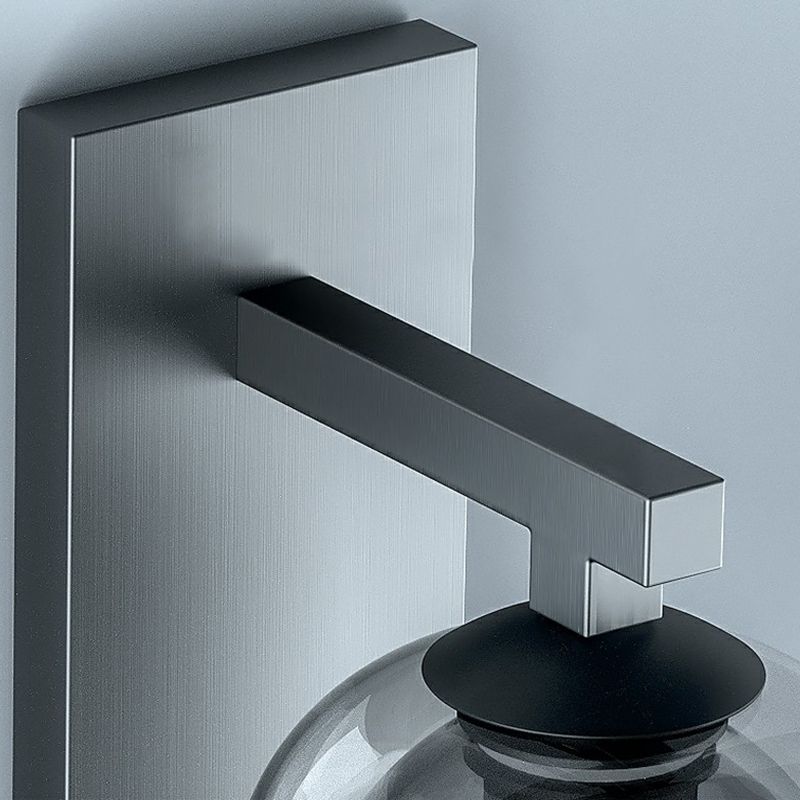 Blown Smokey Glass Dome Wall Lamp Nordic 1 Bulb Grey Finish Sconce Lighting for Corridor