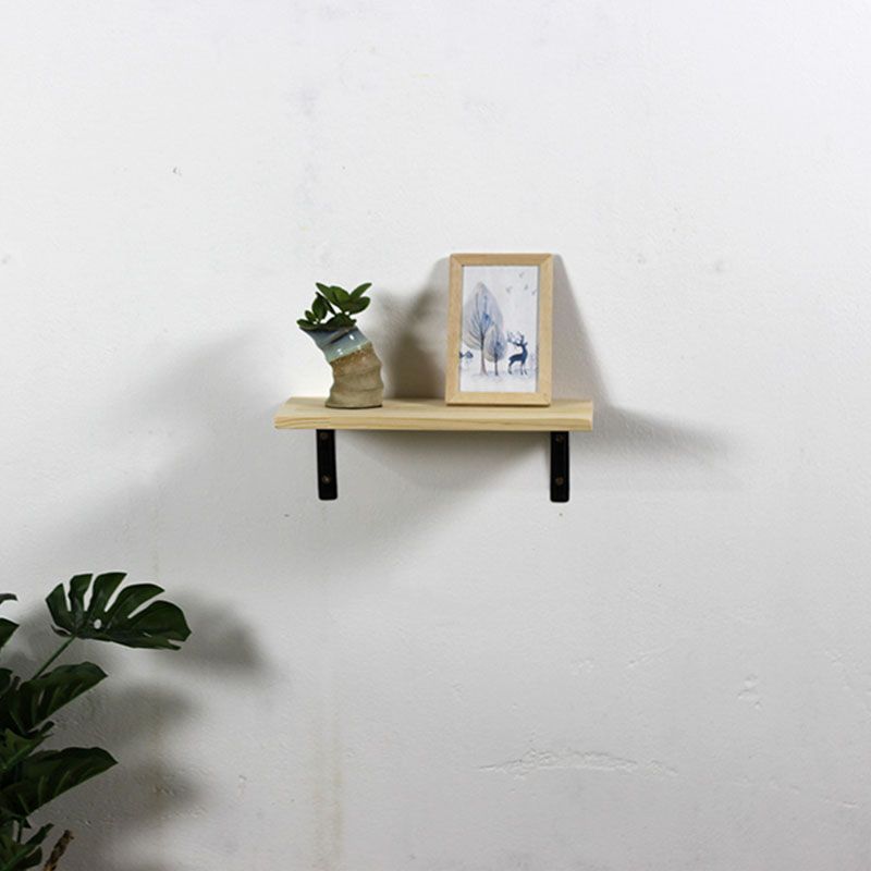 1 Shelf Floating Bookcase Natural Wood Closed Back Bookshelf