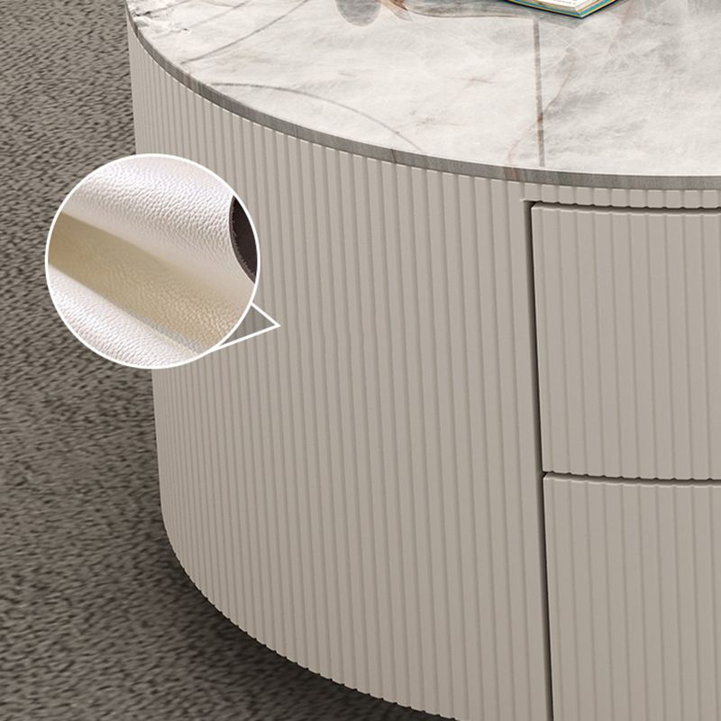Frame Round Glam Coffee Table Slate Nesting Coffee Table Set