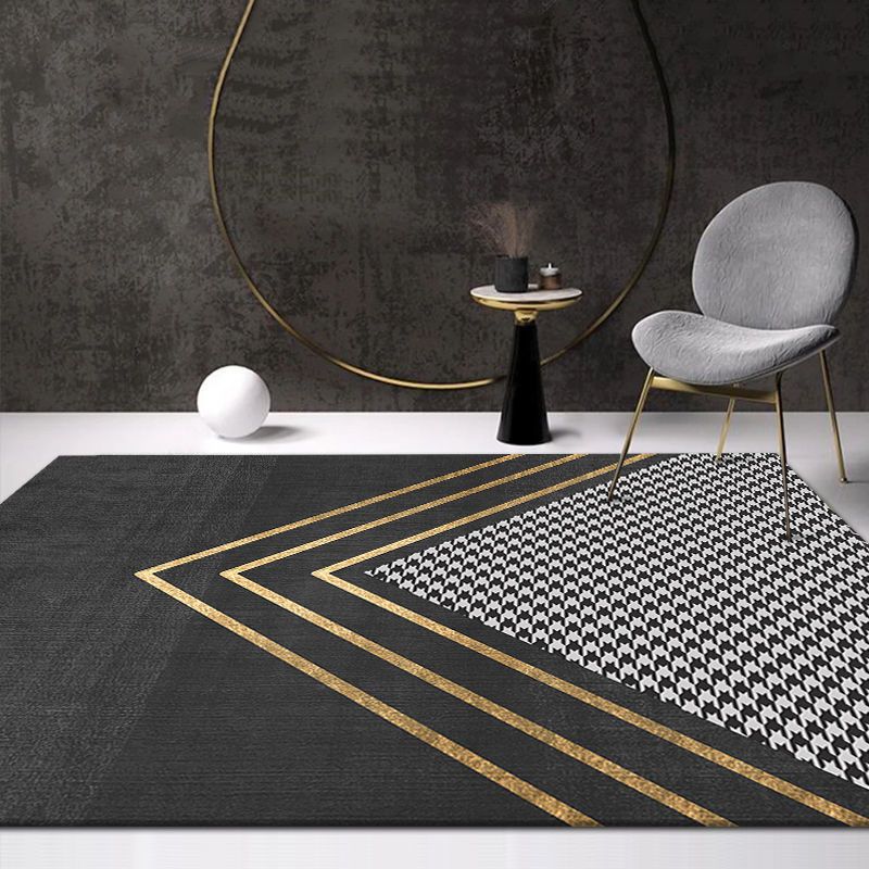Simple Geometric Rug Indoor Polyester Rug Easy Clean Rug for Living Room and Bedroom