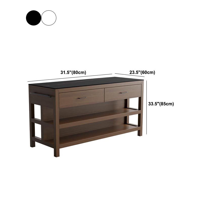 Modern Stationary Kitchen Island Table Sintered Stone Kitchen Island Table with Drawer
