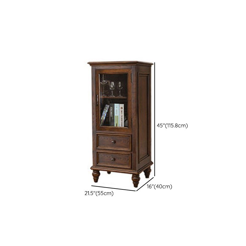 Traditional Display Stand Ash Glass Doors Storage Cabinet for Dining Room