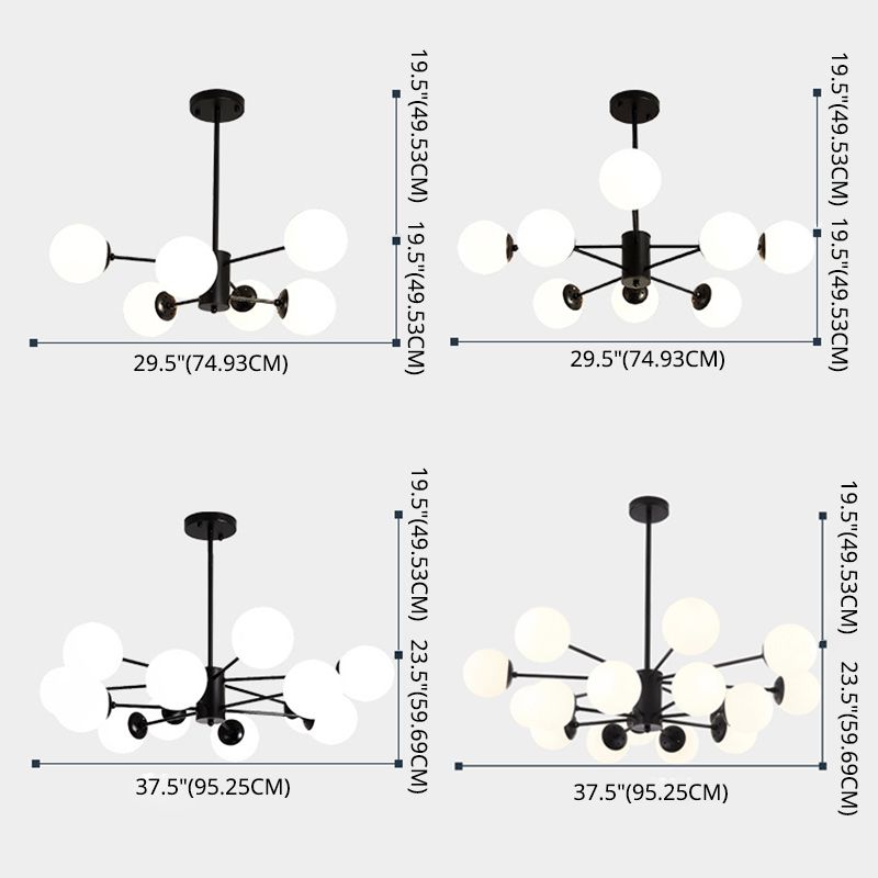 Modern Simplicity Round Ceiling Chandelier Milk Glass Hanging Light for Living Room