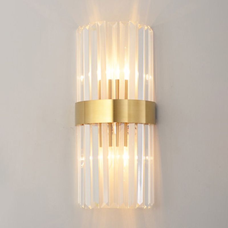 Clear Crystal Wall Mounted Light Fixture Modern Style 2-Lights Wall Lighting for Hotel