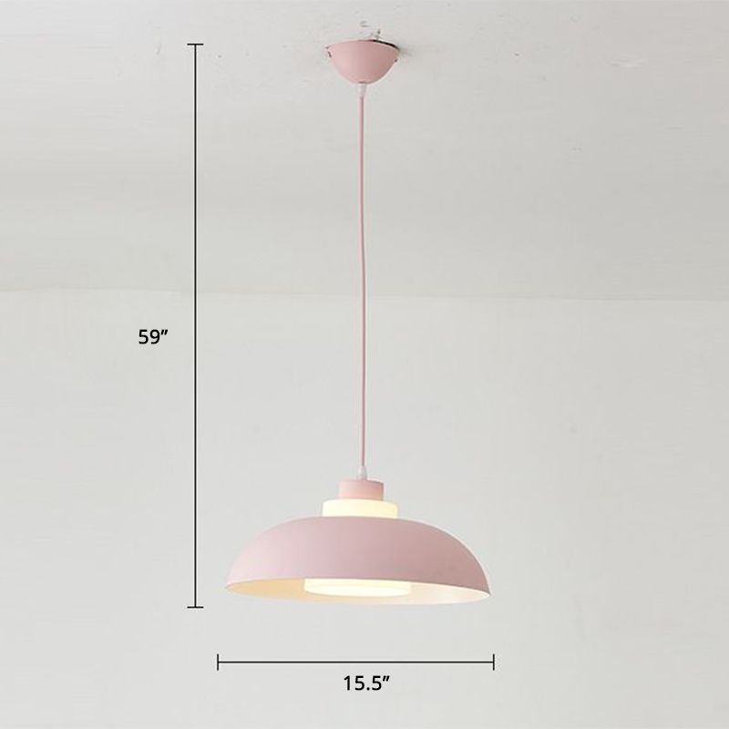 Bol en aluminium plafonnier pendrier léger macaron à la lampe à bulbe unique avec insert de l'ombre acrylique