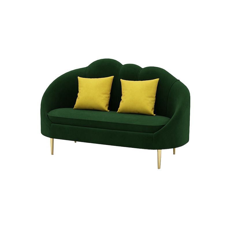 Velvet Contemporary Curved Sofa Sloped Arm Tight Back Sofa for Living Room