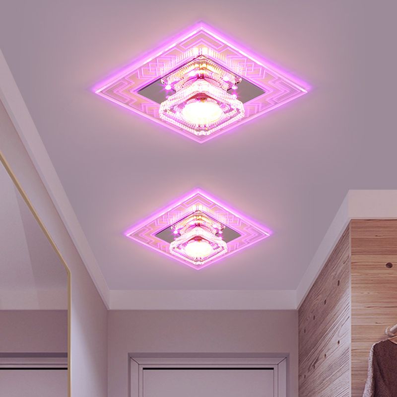 Plafonnier LED en cristal de style moderne, plafonnier encastré avec trou de 2 à 4 pouces de diamètre