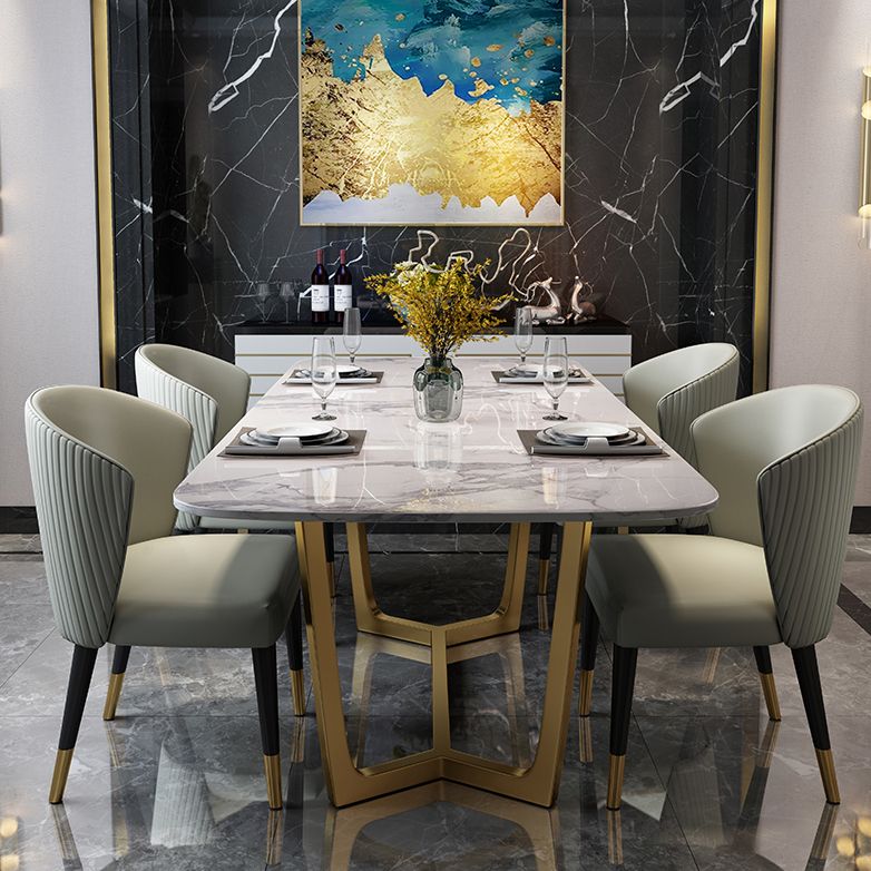 Modern Rectangle Shape Standard Dining Set Sintered Stone White Dining Set for Kitchen