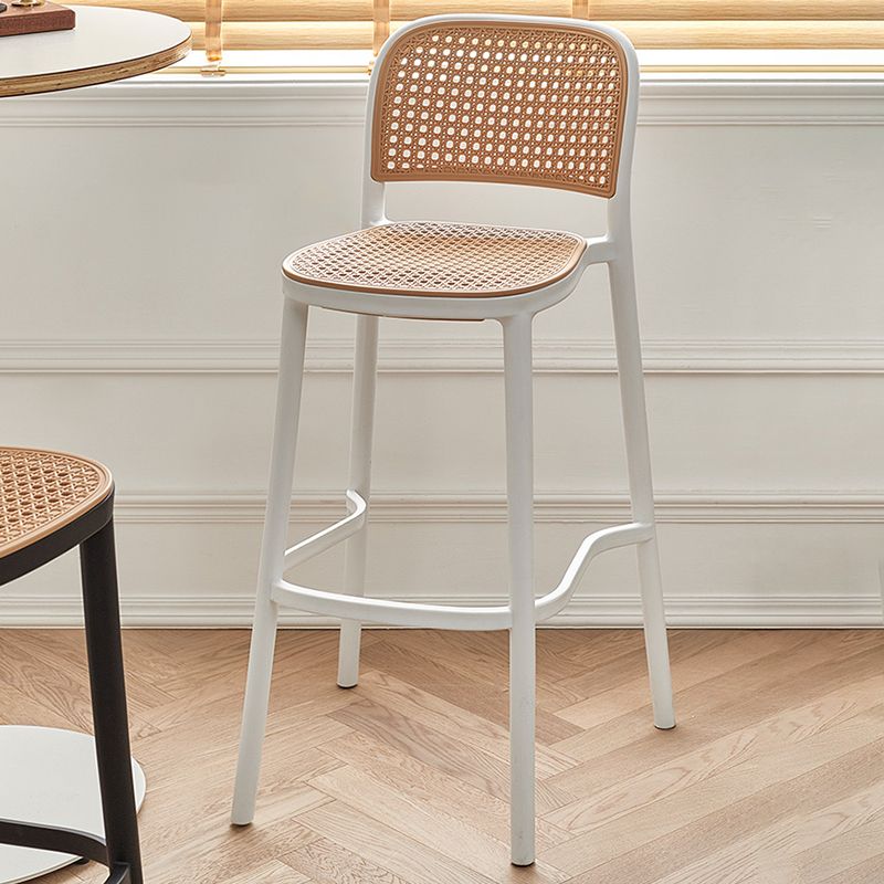 Contemporary Plastic Armless Bar Stool Square Seat with Plastic White and Black Frame