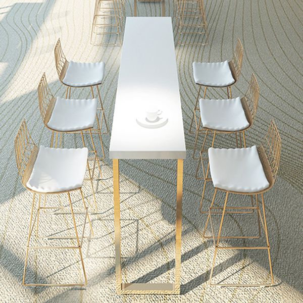 Glam 1/4/7 Pieces Bar Table Set Rectangle Stone Counter Table with High Stools