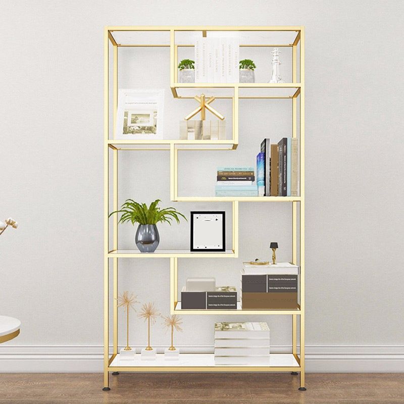 11.8" W Glam Antique Finish Shelf Bookcase Etagere Metal Bookshelf