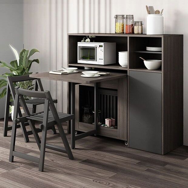 Mesa de madera plegable en la mesa rectangular moderna medieval gris con base de caballete de almacenamiento