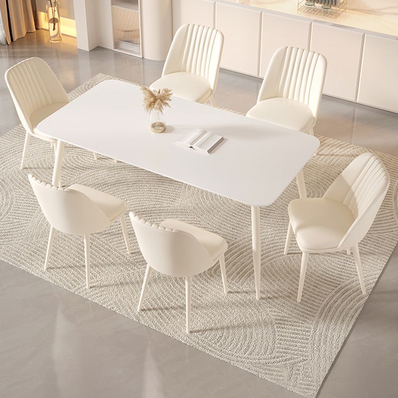 Rectangle 1/2/5/7 Pieces Furniture Sintered Stone Dining Set in White