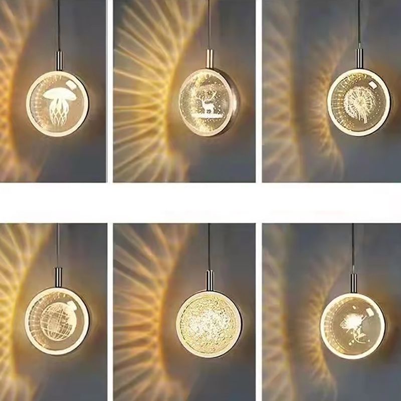1-Light Modern Crystal Pendant Light Globe LED Hanging Pendant for Bedroom