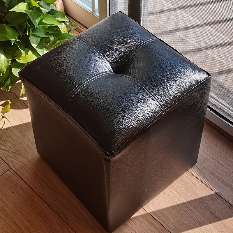 Black Modern Pouf Water Resistant Square Pouf for Home Decor