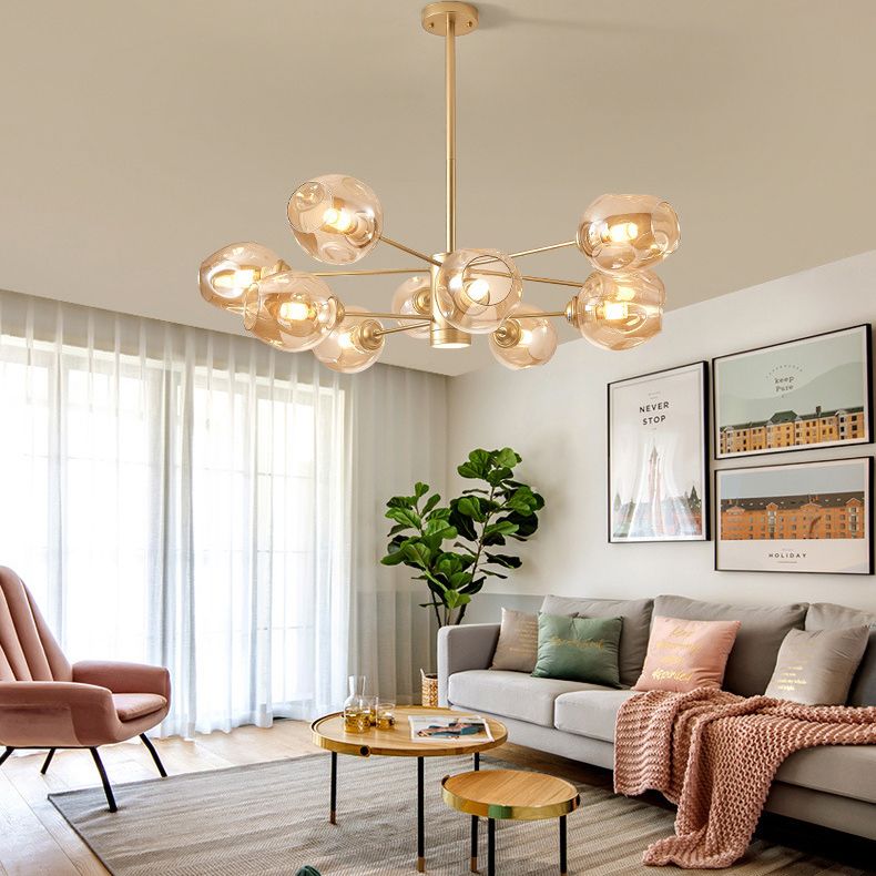 Luces de techo colgantes de vidrio de lámpara de Sputnik de lámpara moderna con cable colgante para sala de estar