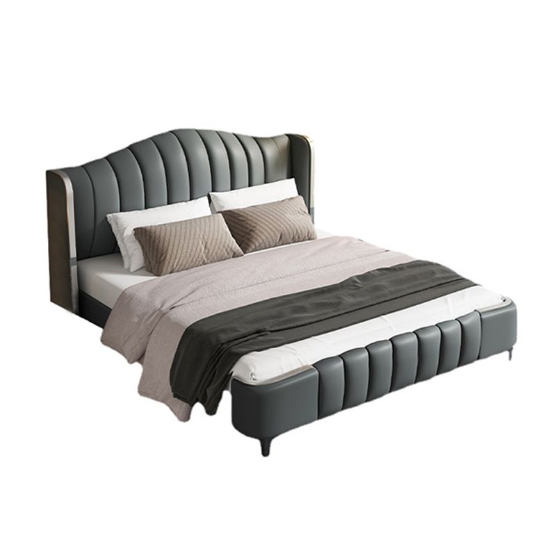 Glam Style Upholstered Headboard Leather Material Sponge Filled Multicolor Choice Bed