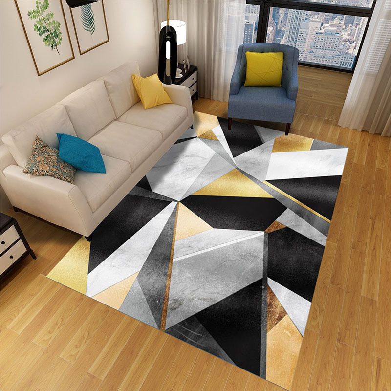 Abstract Printing Indoor Rug Polyester Modern Rug Non-Slip Backing Carpet for Living Room