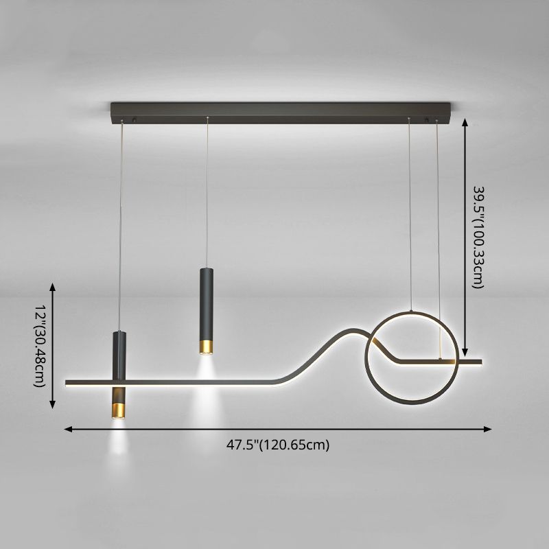 Simplicità moderna Luce a led lineare Luce in ferro battuto Luce a sospensione con ombra silicone