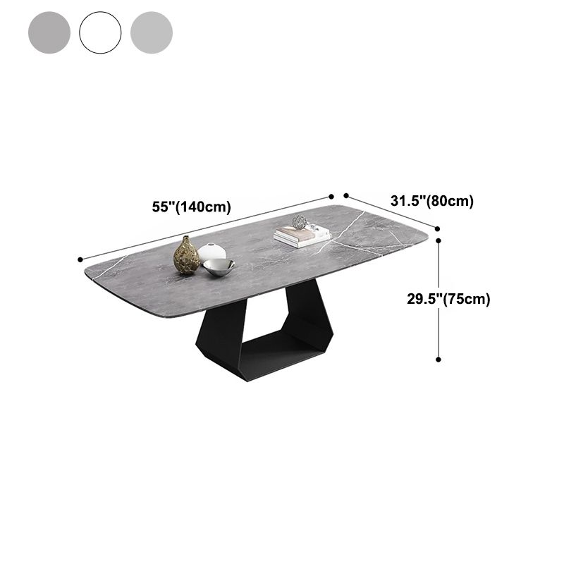Rectangular Sintered Stone Dining Table Modern Dining Table with Metal Base
