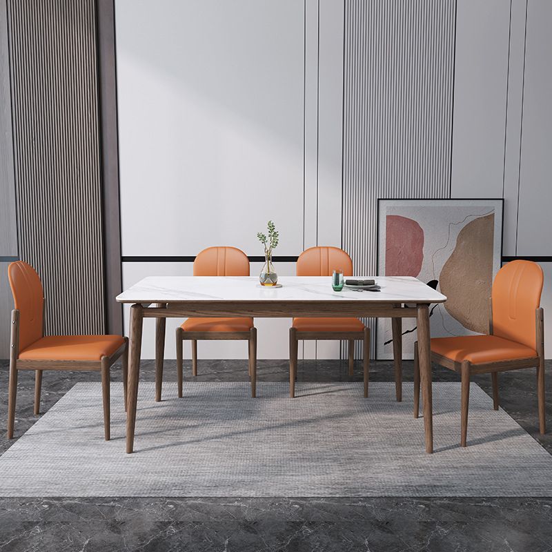 Modern Kitchen Dining Room Set with Sintered Stone Top and Solid Wood Base Dining Furniture