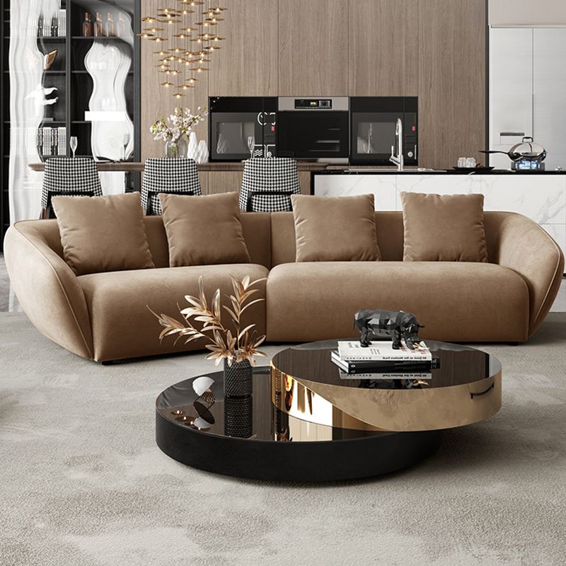Nordic Wooden 3 Seater Sofa Chaise Dark Brown Sloped Arm Sofa
