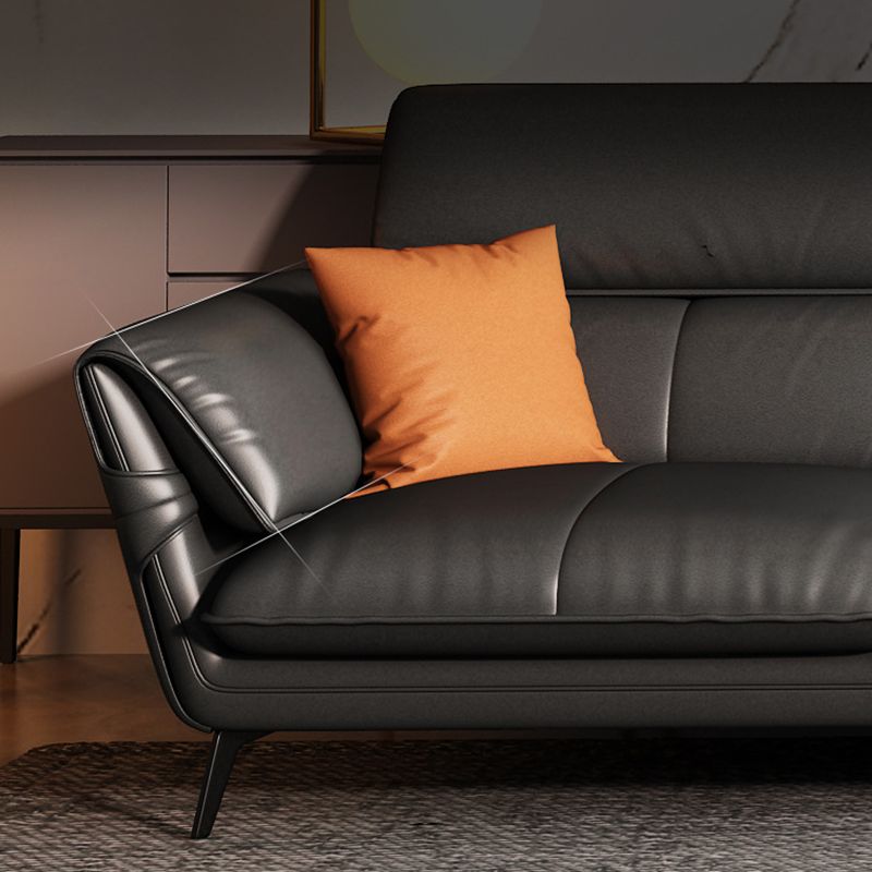 Contemporary Genuine Leather Living Room Pillow Top Arm Seating