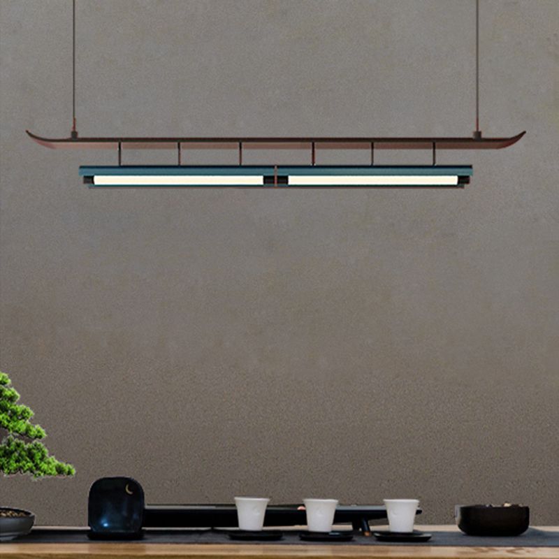 Holz linearer Deckenheize chinesische moderne Inselbeleuchtung für Bar