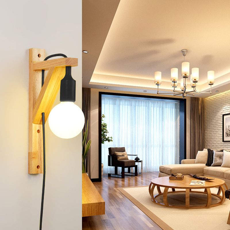 Modern Wall Light Fixture Wood 1 Light Wall Mounted Lighting for Living Room