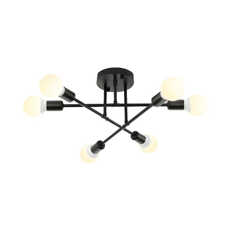 Bookstore Living Room Stacked Ceiling Light Metal Contemporary Semi Ceiling Mount Light