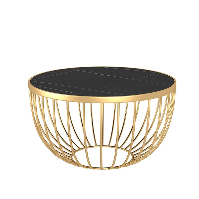 Single Slate Drum Coffee Table Modern Minimalist Round Coffee Table