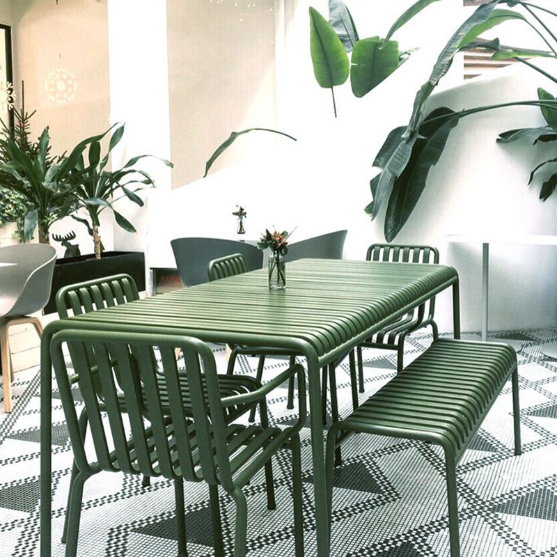 Metal Dining Table Industrial Green Rectangle Rust Resistant Table