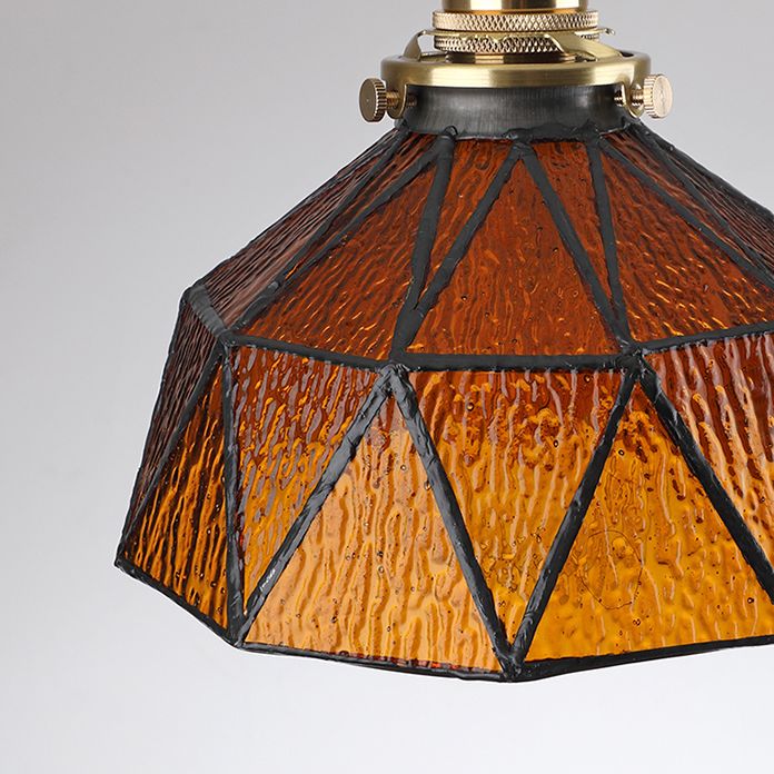 Icy Clear Glass Hanging Lamp Geometric Pattern 1 Light Bowl Tiffany-Style Pendant Light Fixture