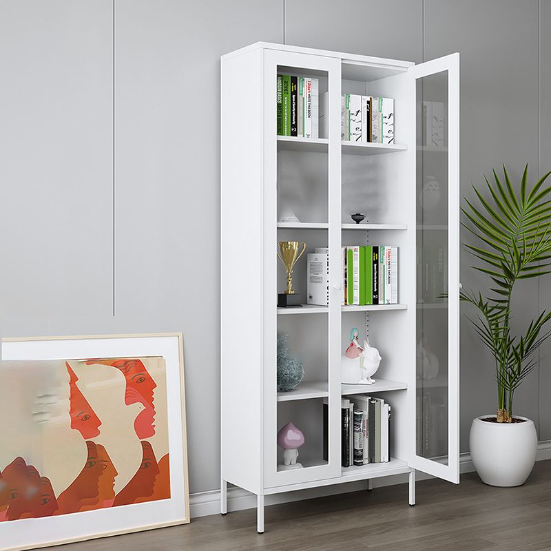 Scandinavian Metal Bookshelf Closed Back Standard Bookcase with Cabinets