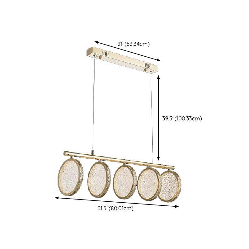 LED 5 / 6 - Light Kitchen Island Light in Gold Metal and Acrylic Ceiling Pendant