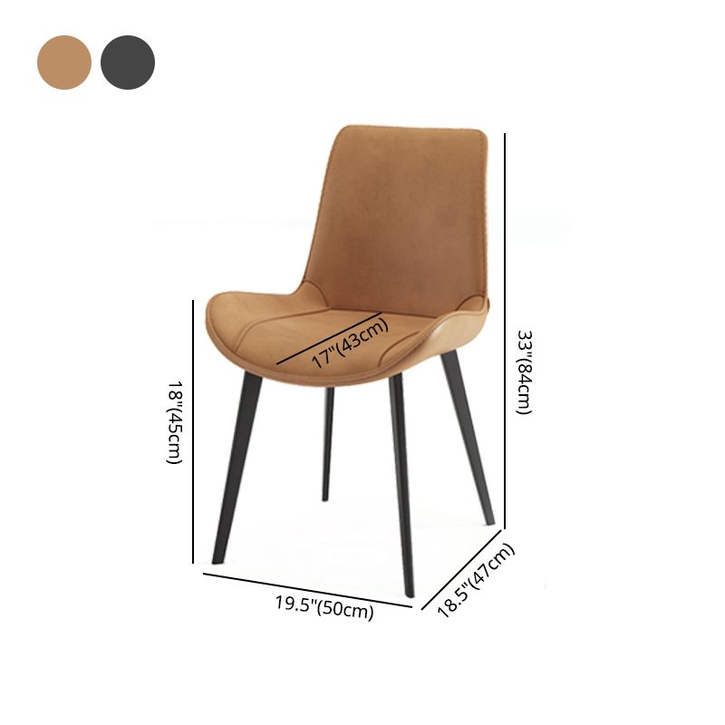 Contemporary Leather Restaurant Side Chair Solid Back Dining Chair