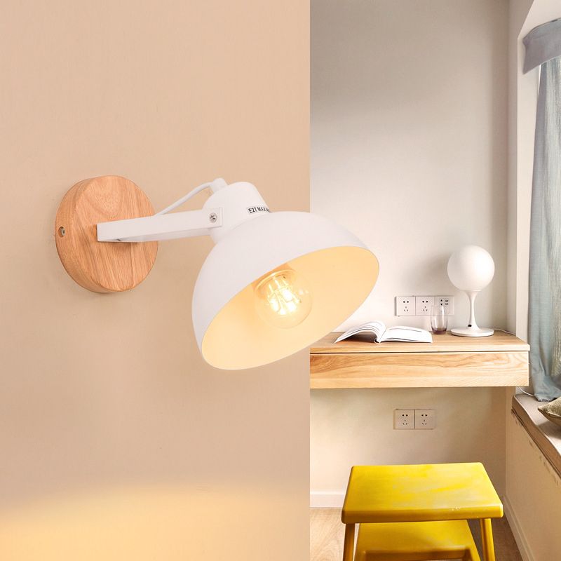 Dome Shape Wall Lighting Modern Style Metal 2 Lights Sconce Lamp in Black/White