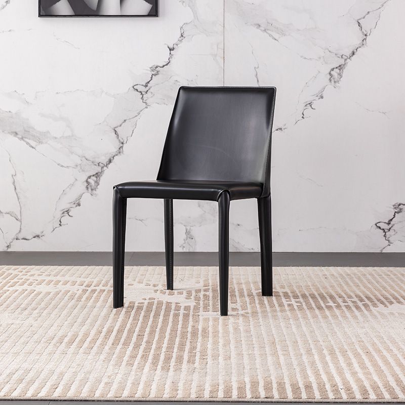 Moderner Restaurant-Beistellstuhl aus Sattelleder, Parsons-Esszimmerstuhl mit mattem Finish (2er-Set)