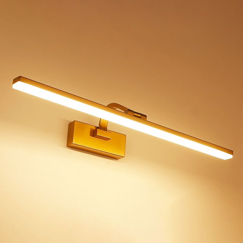Brass Linear Vanity Led Light Modern Acrylic Wall Mount Light Fixture with Swing Arm